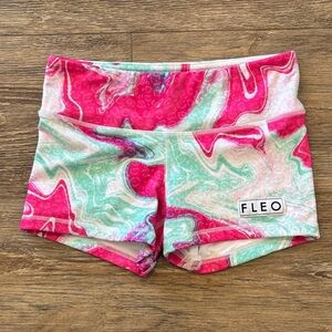 Fleo Vivid Pink and Mint Swirl Shorts Cotton Candy CrossFit Women's Size Small